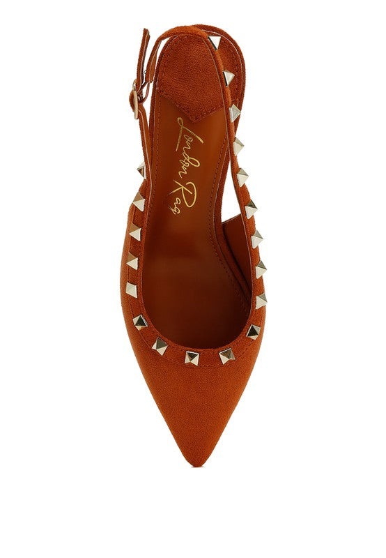 Stud Emebllished Microfiber Sandals