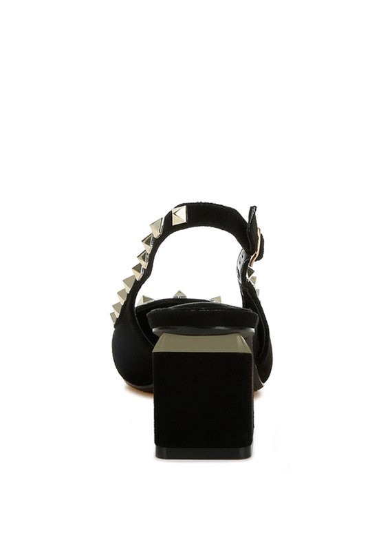 Stud Emebllished Microfiber Sandals
