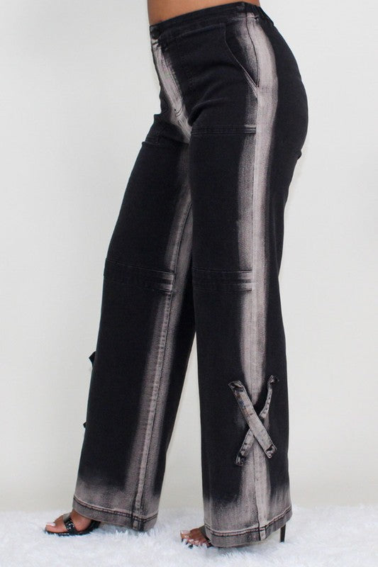 BLACK LINE WASHED CASUAL DENIM JEANS!