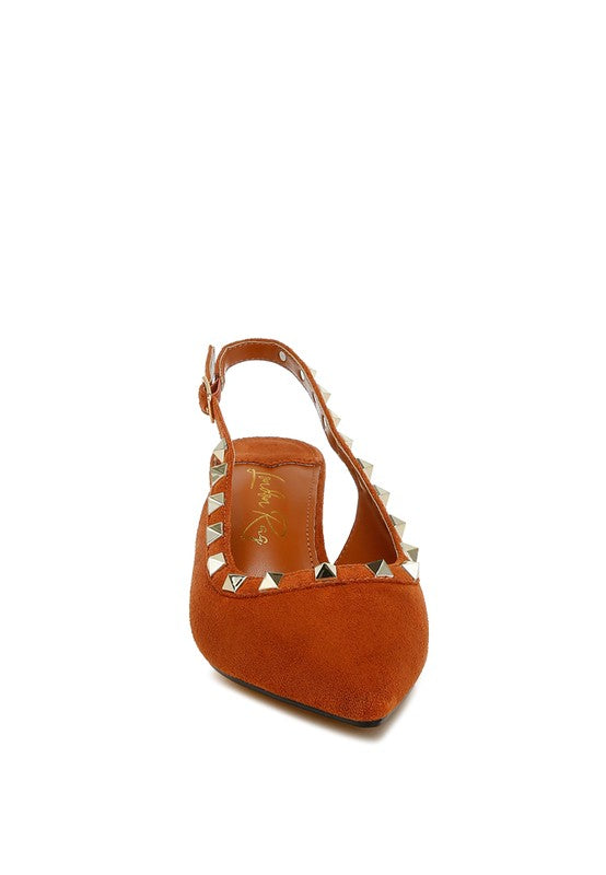 Stud Emebllished Microfiber Sandals