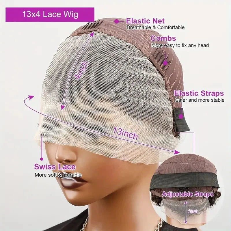 Pixie Curly 100% Human Hair Wig 13x4 Short Bob Wig Pixie Cut #350 Colored 99J Lace Frontal Human Hair Wigs for Black Women