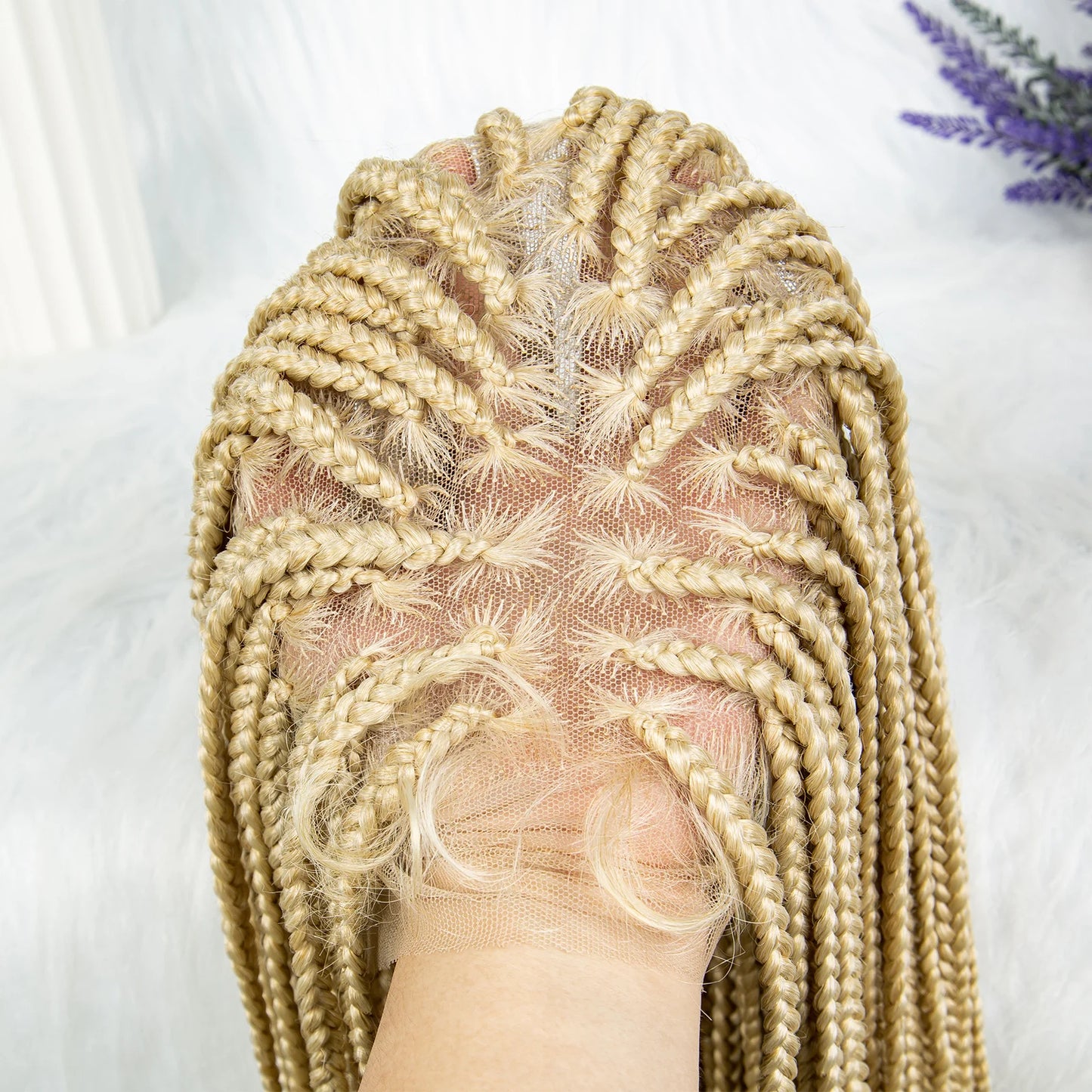 Synthetic Transparent HD Full Lace Braided Wigs For Black Women Crochet Braid Braiding Hair Knotless Box Cornrow Braids Wigs