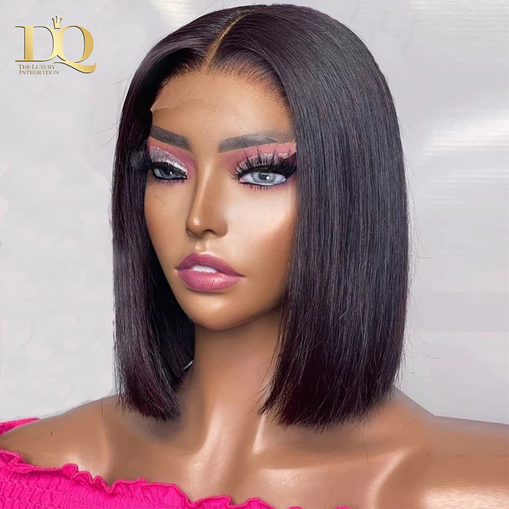 Lace Front Human Hair Wigs For Women 8-18 Inch Brazilian Straight Short Bob 13X4 Lace Frontal Real Wig