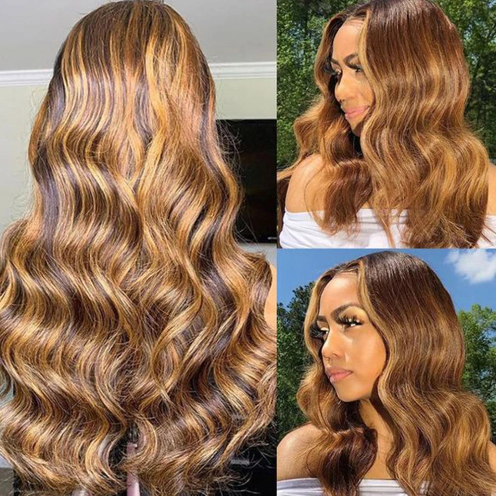 Frontal Wig Human Hair Ready To Wear Highlight Wig Human Hair Colored Human Hair Wigs Body Wave Lace Front Wig Body Wave Wig