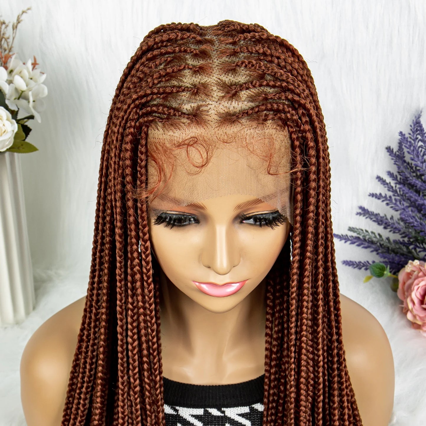 Synthetic Transparent HD Full Lace Braided Wigs For Black Women Crochet Braid Braiding Hair Knotless Box Cornrow Braids Wigs