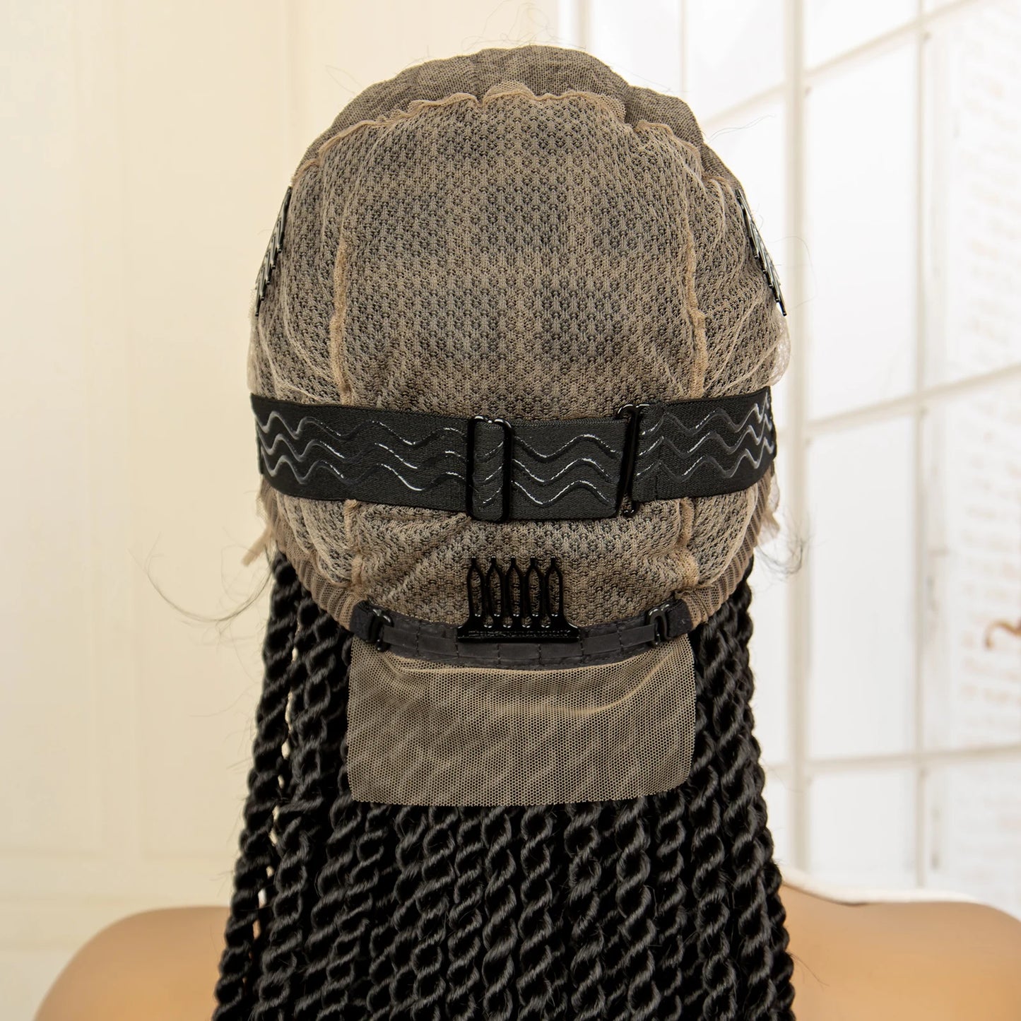Synthetic Full Lace Twist Braided Wigs for Black Women 32 Inches Handmade Cornrow Knotless Box Braided Wigs with Baby Hair