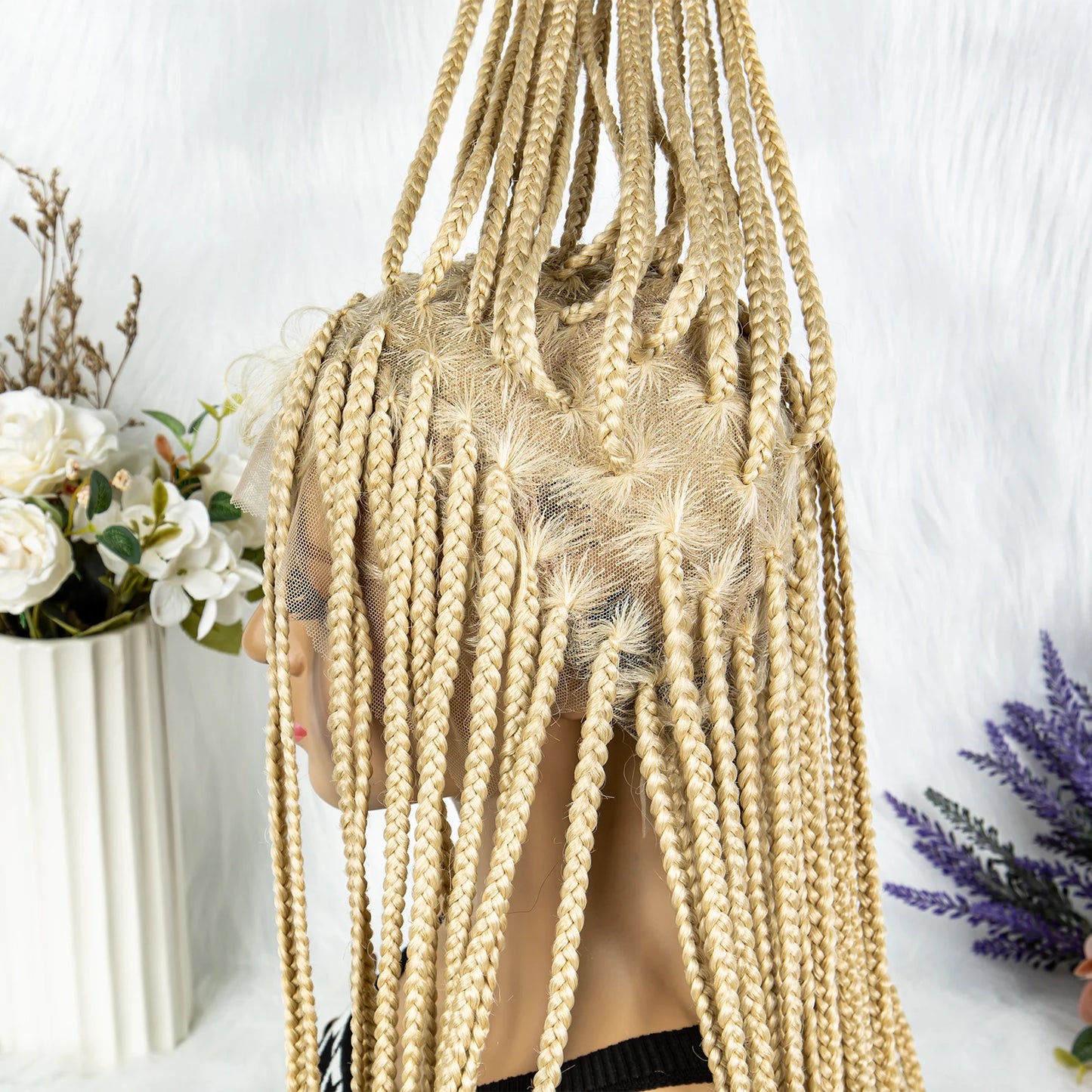 Synthetic Transparent HD Full Lace Braided Wigs For Black Women Crochet Braid Braiding Hair Knotless Box Cornrow Braids Wigs