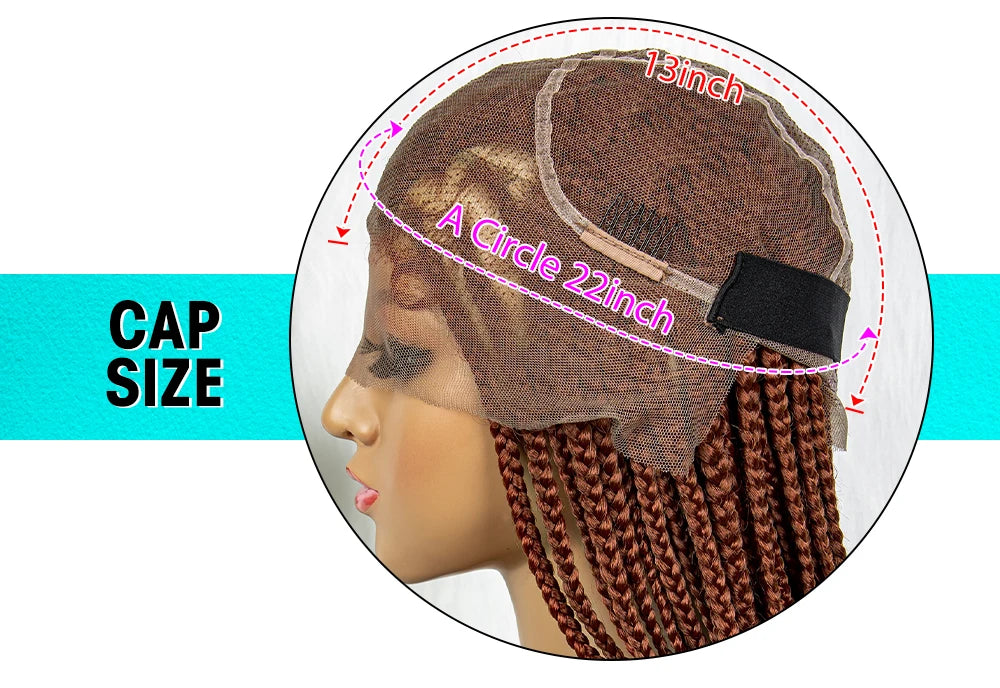 Synthetic Transparent HD Full Lace Braided Wigs For Black Women Crochet Braid Braiding Hair Knotless Box Cornrow Braids Wigs