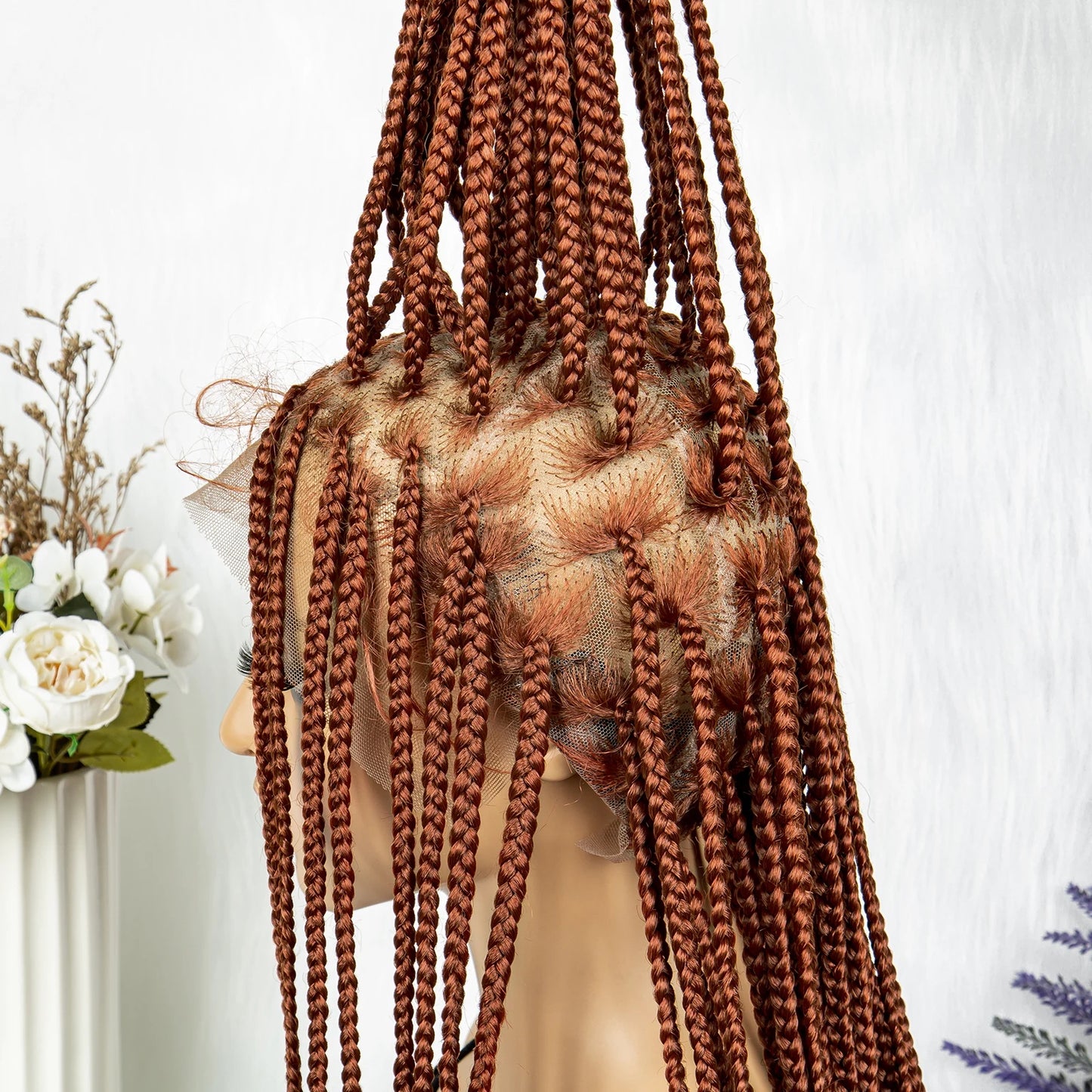 Synthetic Transparent HD Full Lace Braided Wigs For Black Women Crochet Braid Braiding Hair Knotless Box Cornrow Braids Wigs
