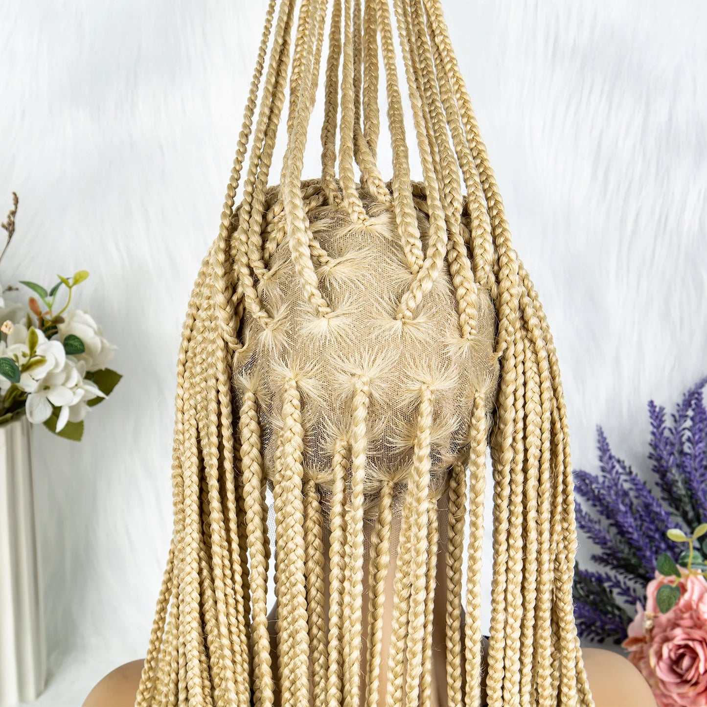 Synthetic Transparent HD Full Lace Braided Wigs For Black Women Crochet Braid Braiding Hair Knotless Box Cornrow Braids Wigs