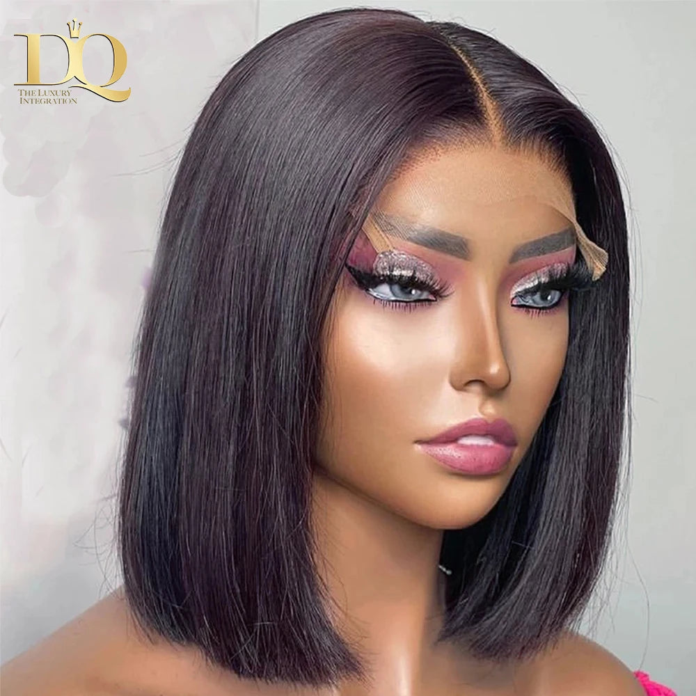 Lace Front Human Hair Wigs For Women 8-18 Inch Brazilian Straight Short Bob 13X4 Lace Frontal Real Wig