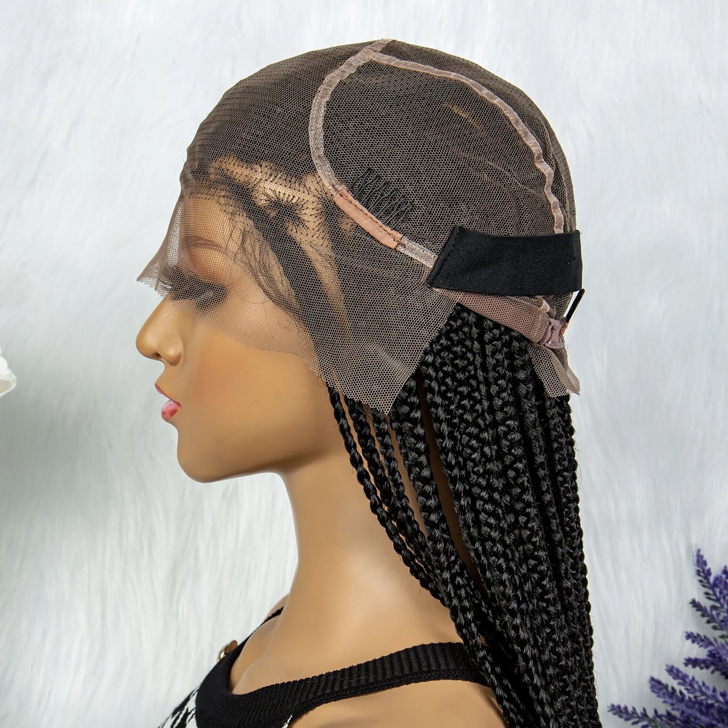 Synthetic Transparent HD Full Lace Braided Wigs For Black Women Crochet Braid Braiding Hair Knotless Box Cornrow Braids Wigs
