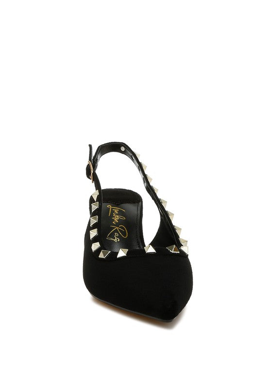 Stud Emebllished Microfiber Sandals