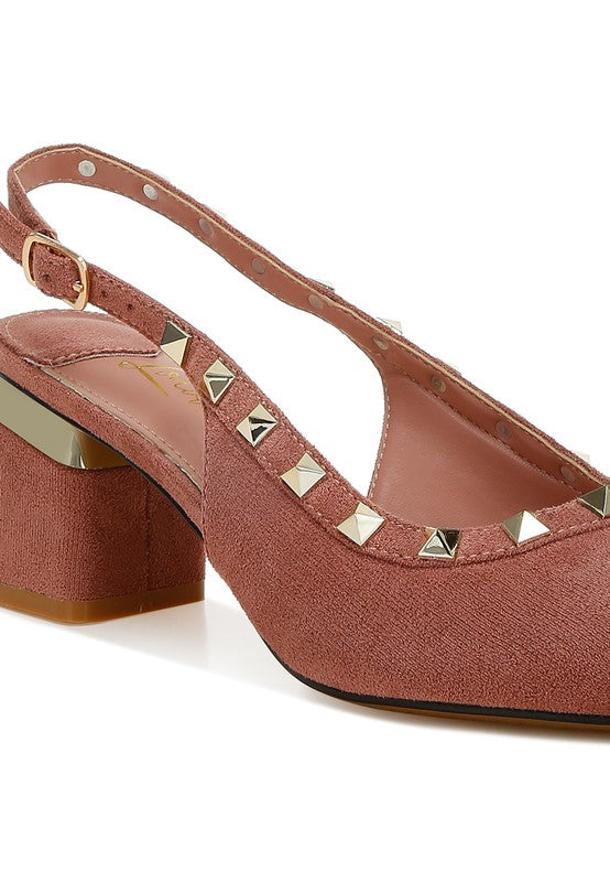 Stud Emebllished Microfiber Sandals
