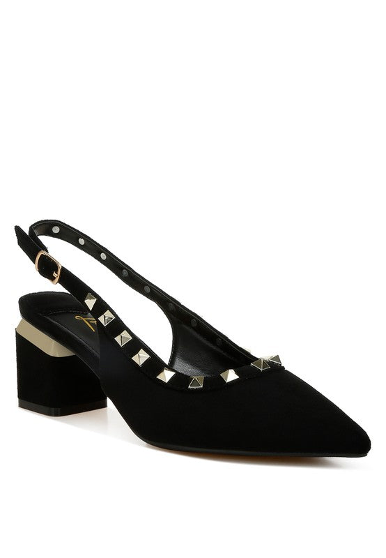 Stud Emebllished Microfiber Sandals