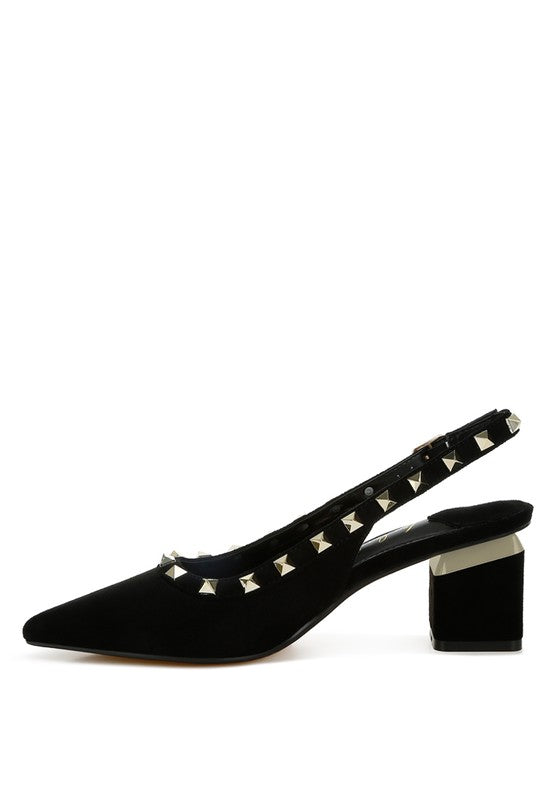 Stud Emebllished Microfiber Sandals