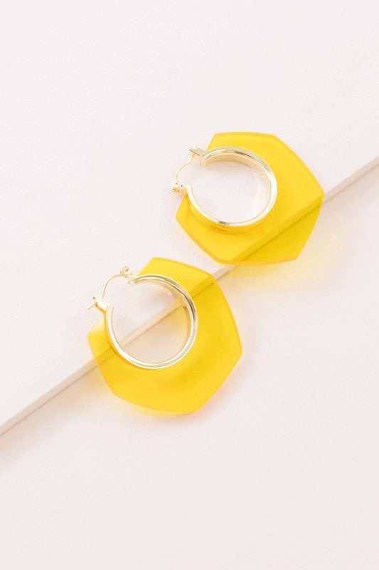 Angled Clear Hoop Earrings