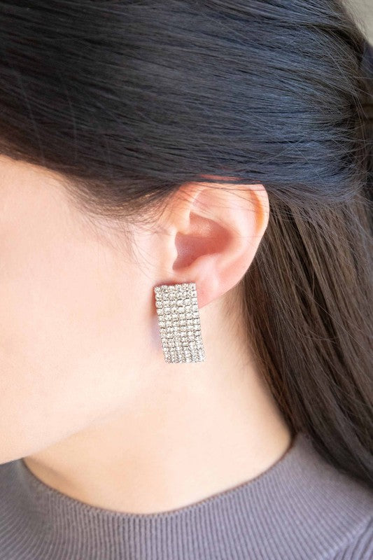 Rhinestone Curved Earrings