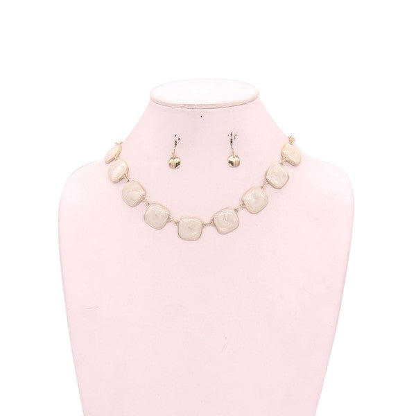 CHUNKY IVORY RHINESTONE NECKLACE SET