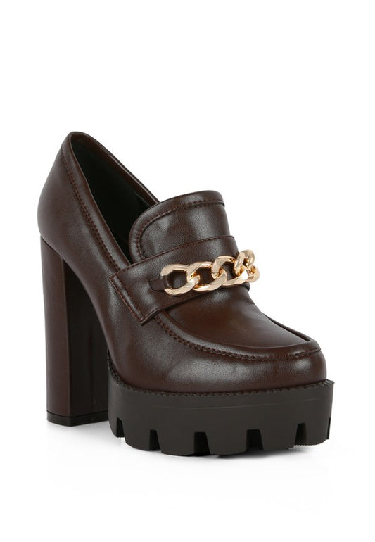 Y2K Chunky High Block Heeled Loafers