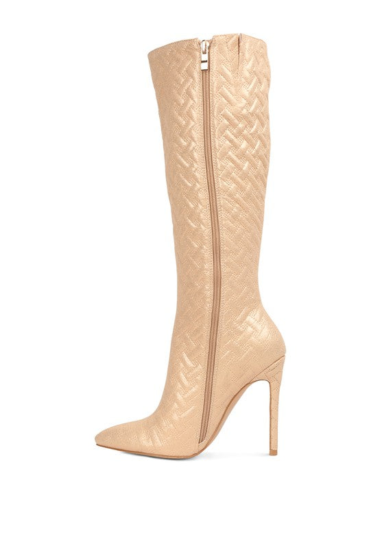 Tinkles Quilted High Heeled Calf Boots