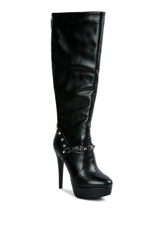 Patent Stiletto Heeled Mid Calf Boots