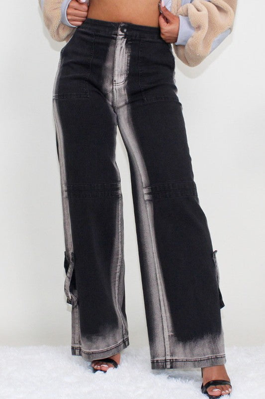 BLACK LINE WASHED CASUAL DENIM JEANS!