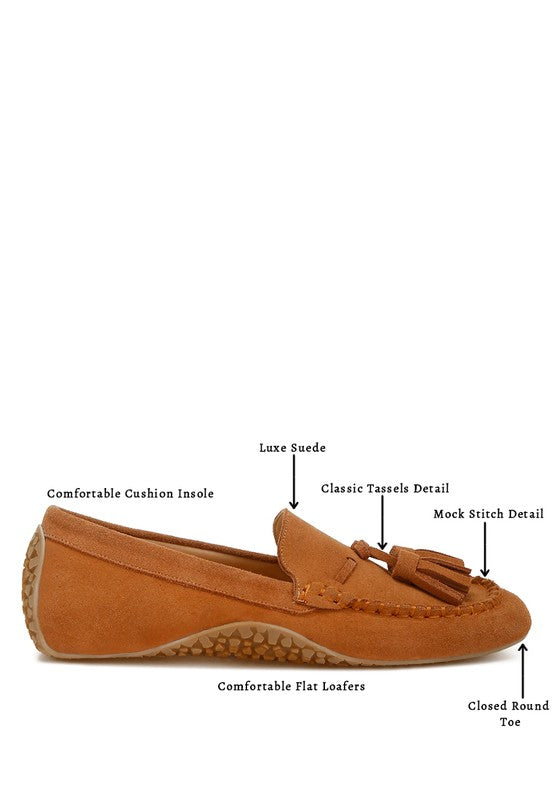 Kipstar Suede Round Toe Tassel Loafers