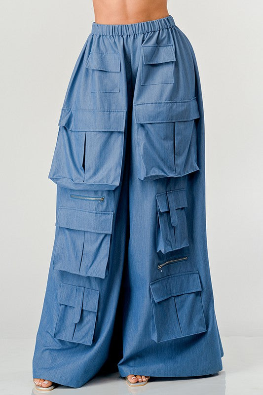 WIDE MULTI POCKET CARGO PANTS