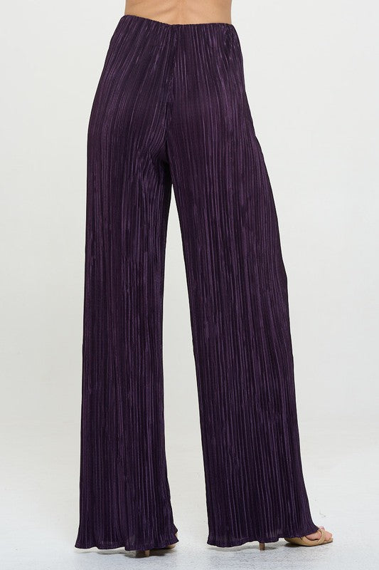 Vibrant Plisse Lined Straight Pants