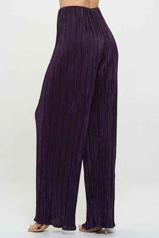 Vibrant Plisse Lined Straight Pants