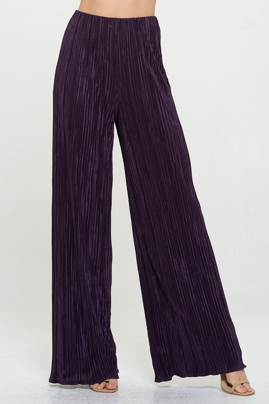 Vibrant Plisse Lined Straight Pants