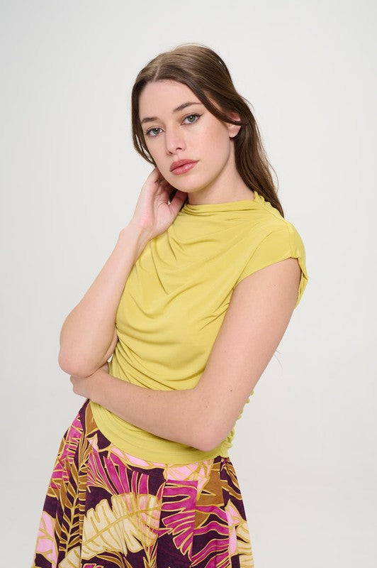 Mock neck Short Sleeve Crop Top