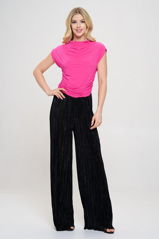 Mock neck Short Sleeve Ruched Crop Top