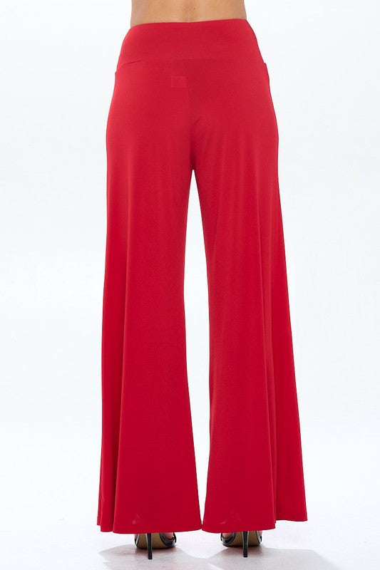 Solid Wide Leg Pants w Thick Waistband