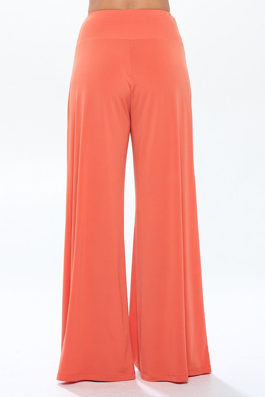 Solid Wide Leg Pants w Thick Waistband