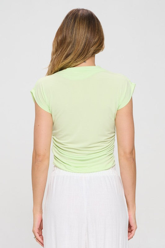 Mock neck Short Sleeve Ruched Crop Top