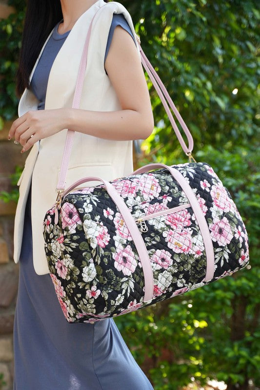 MKF Khelani Quilted Botanical Pattern Duffle Bag