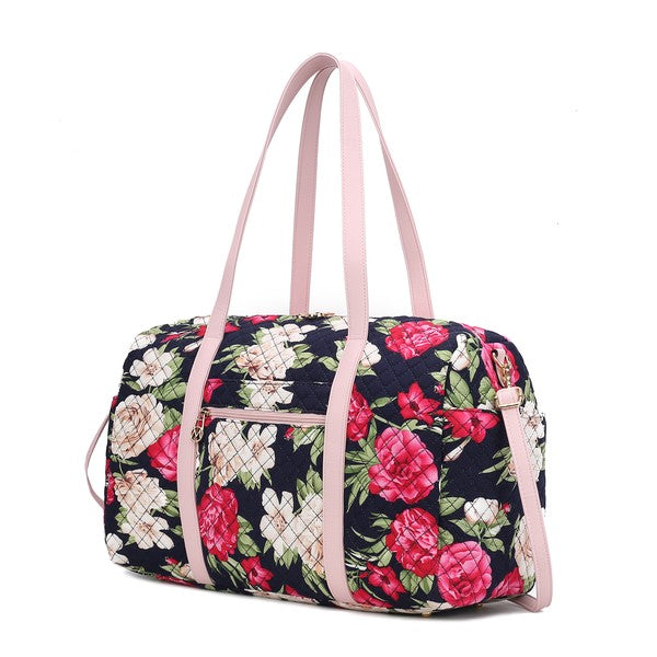 MKF Khelani Quilted Botanical Pattern Duffle Bag