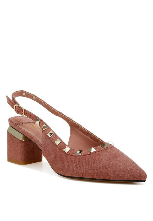 Stud Emebllished Microfiber Sandals