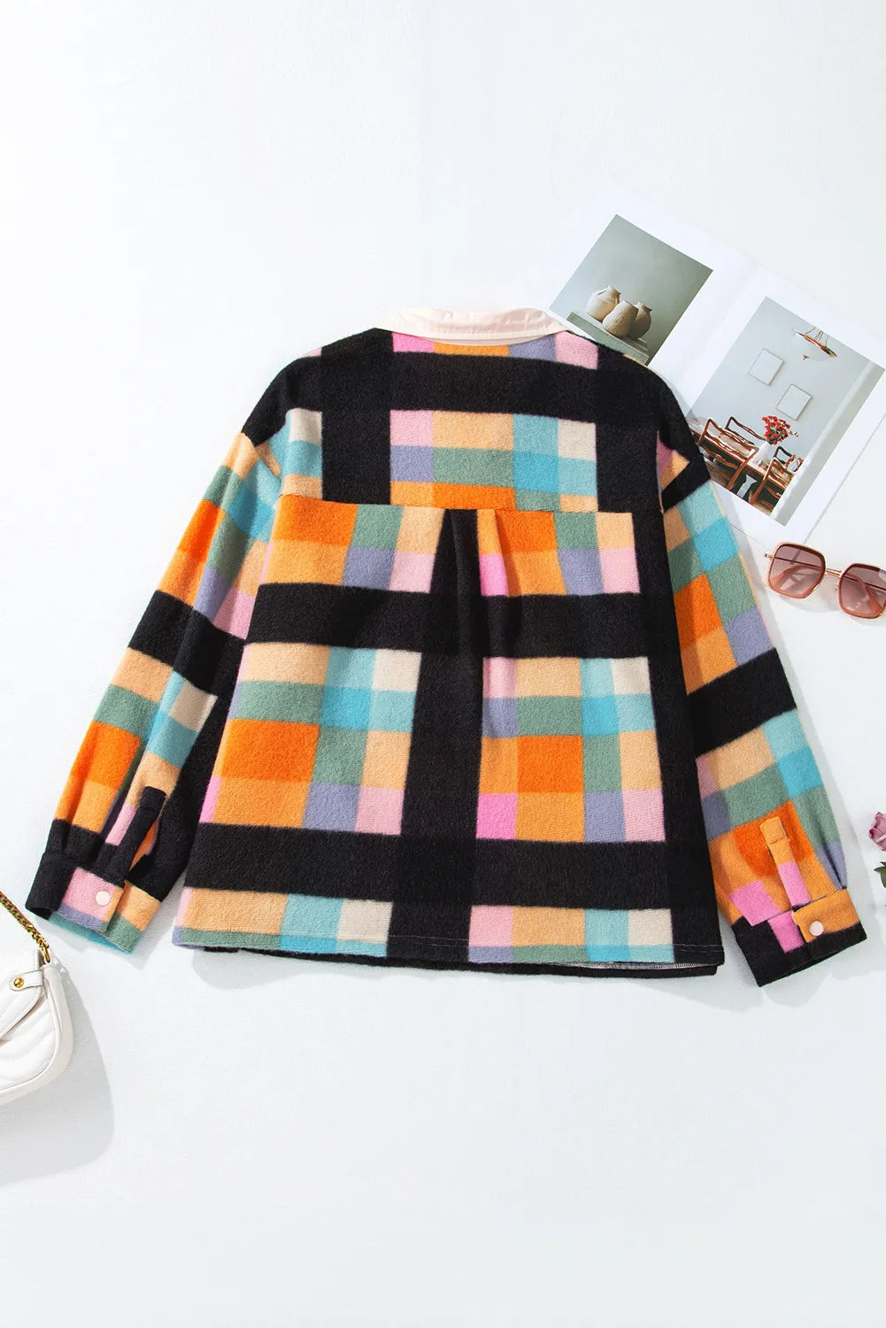 Plus Size Color Block Half Snap Long Sleeve Sweatshirt