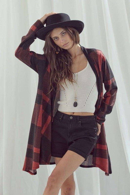 CHECKER PRINT CARDIGAN