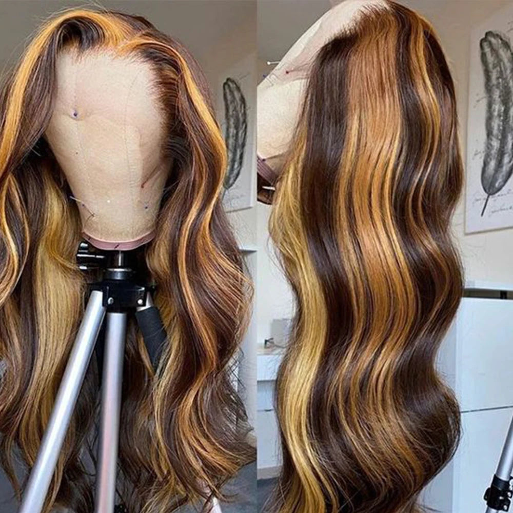 Frontal Wig Human Hair Ready To Wear Highlight Wig Human Hair Colored Human Hair Wigs Body Wave Lace Front Wig Body Wave Wig