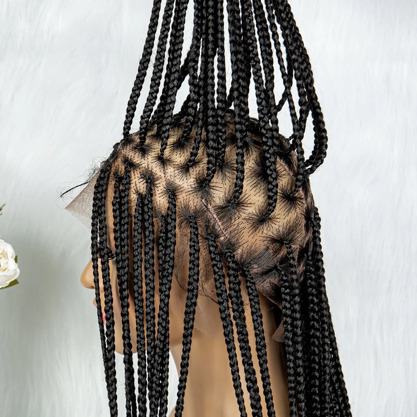 Synthetic Transparent HD Full Lace Braided Wigs For Black Women Crochet Braid Braiding Hair Knotless Box Cornrow Braids Wigs