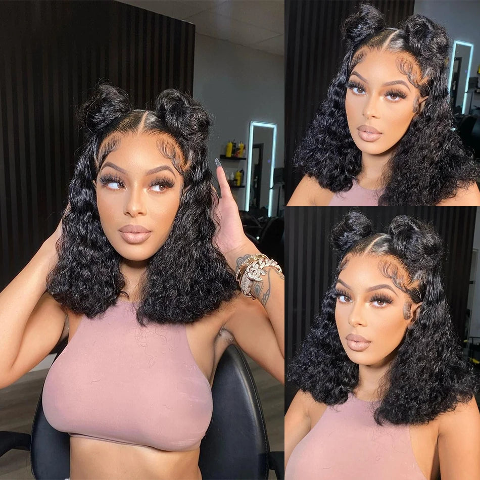 Wiggogo Short Bob Wig Lace Front Human Hair Wigs 13X4 Hd Lace Frontal Wig Hd Lace Wig 4X4 Closure Wigs Curly Human Hair Wig