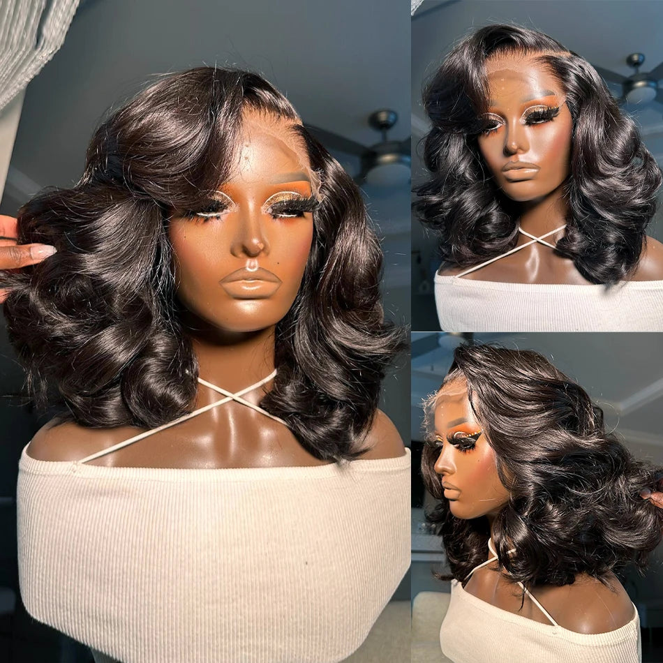 Body Wave Short Bob 13x4 Lace Front Human Hair Wig 250% 13x6 HD Lace Frontal Wigs For Women Brazilian 5x5 Closure Wig