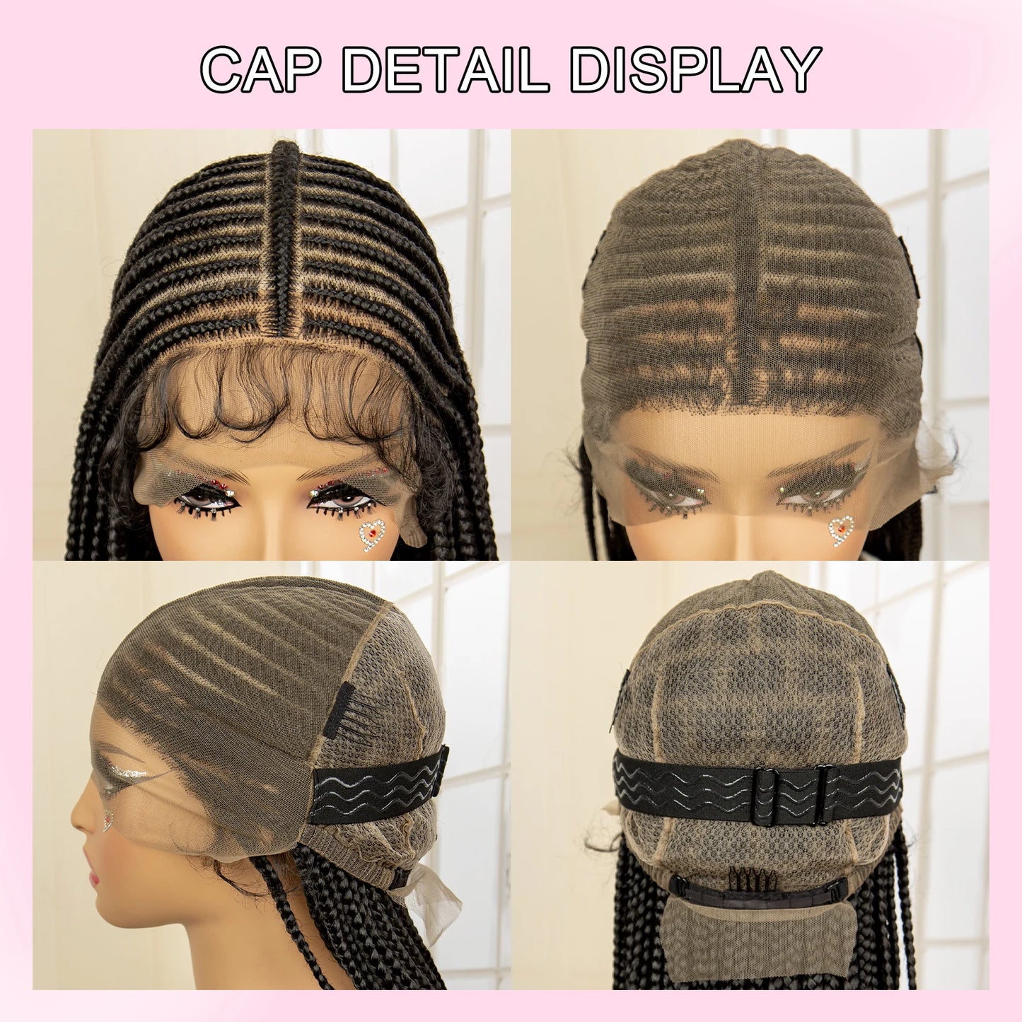 Braided Wigs for Black Women Full Lace Cornrow Box Braided Wig. Synthetic Lace Frontal with Baby Hair