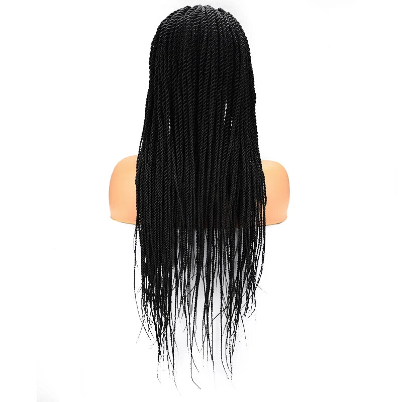 36'' Cornrow Braided Wigs for Women Full Lace Front Box Heart Braided Wig Synthetic Side Part Knotless Twist Braids Goddess Wig