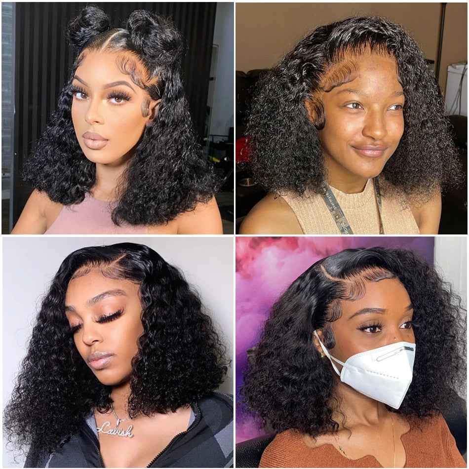 Wiggogo Short Bob Wig Lace Front Human Hair Wigs 13X4 Hd Lace Frontal Wig Hd Lace Wig 4X4 Closure Wigs Curly Human Hair Wig