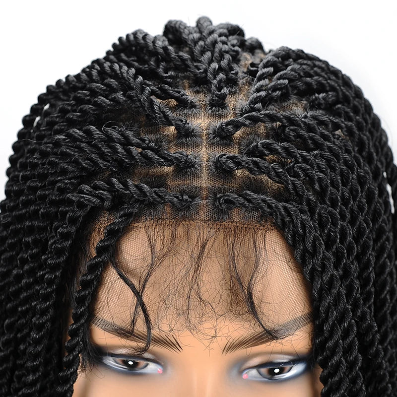 36'' Cornrow Braided Wigs for Women Full Lace Front Box Heart Braided Wig Synthetic Side Part Knotless Twist Braids Goddess Wig